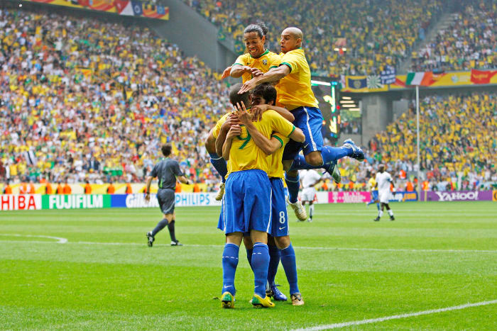 The Seleção was goal-crazy in 2006 with (clockwise from top left) Ronaldinho, Roberto Carlos, Kaká and Ronaldo.